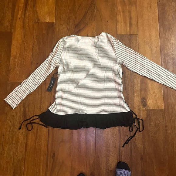 Doe & Rae Long Sleeve Shirt Black/Cream Size Medium - Picture 4 of 4